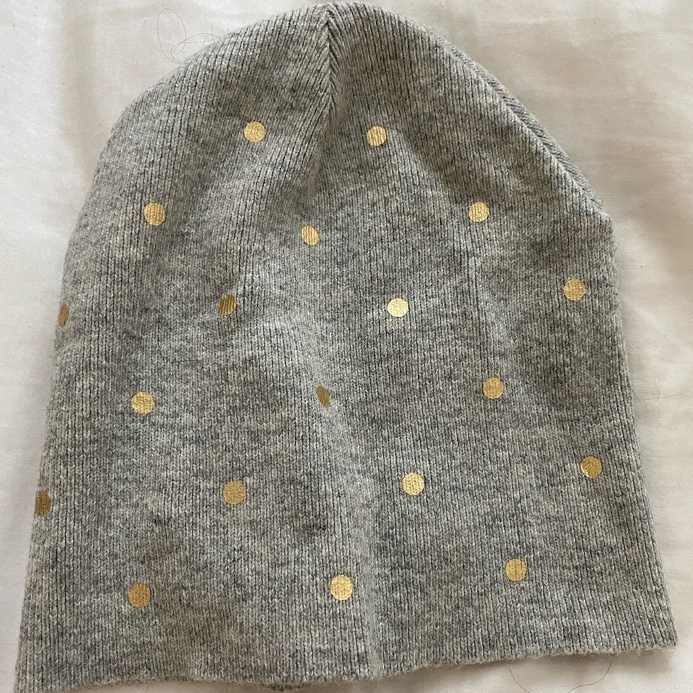 Gray and gold dot beanie